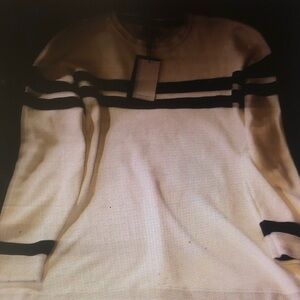 Men's Cream and Black Striped Sweater